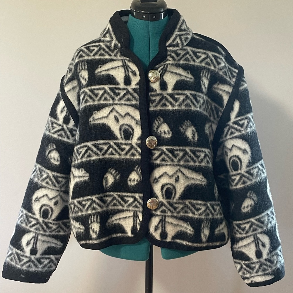 JOYCE ONARHEIM BOE Legacy Collection “Bear” Wool Tribal Pattern Blanket Jacket!